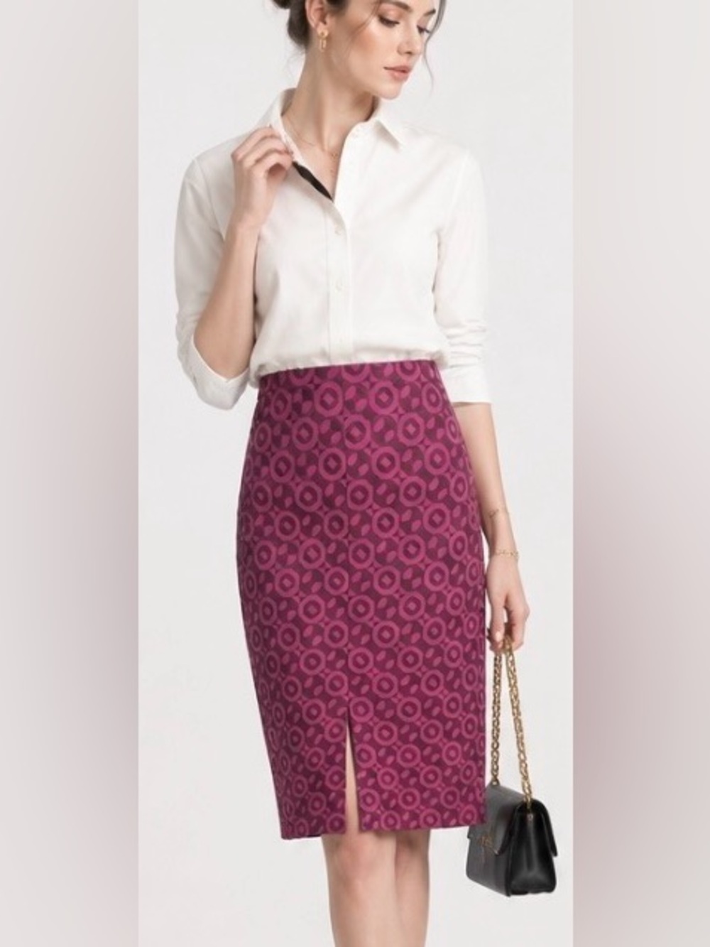 BODEN Skirt Patricia Pencil Pink Geometric NWOT Petite Career